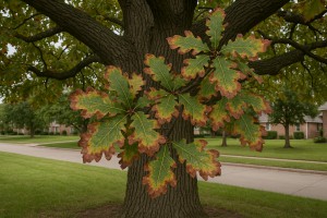 Bur Oak affected by Bacterial leaf scorch