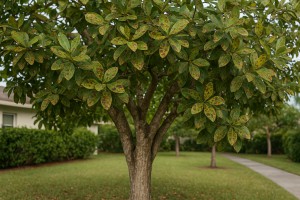Cocoplum affected by Cercospora leaf spot
