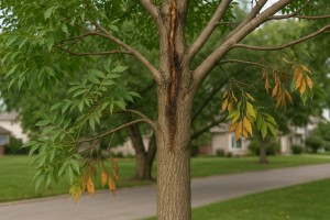 Green Ash affected by Cytospora canker