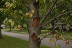 Black Birch affected by Nectria canker
