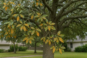 Sand Live Oak affected by Oak Rust