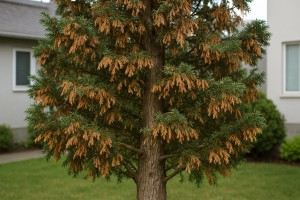 Pacific Yew affected by Pestalotiopsis needle blight