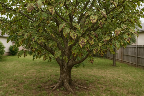 Texas Mulberry affected by Bacterial blight