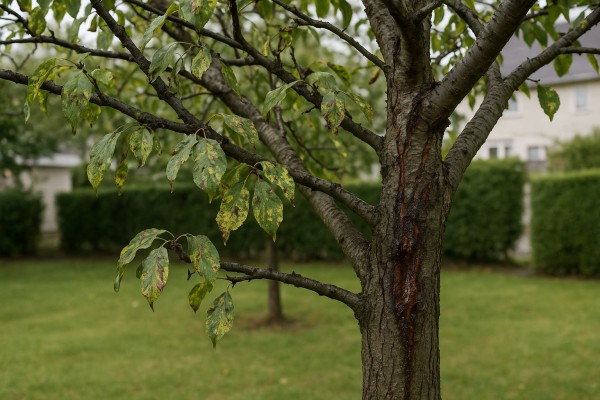 American Plum affected by Bacterial canker