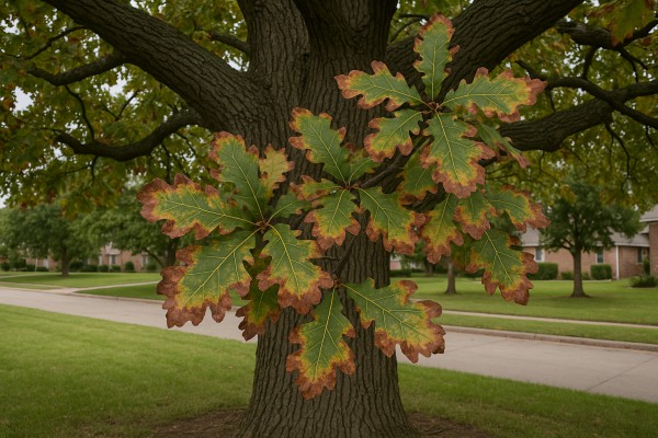 Bur Oak affected by Bacterial leaf scorch