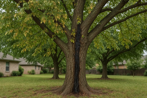 Cedar Elm affected by Bacterial wetwood