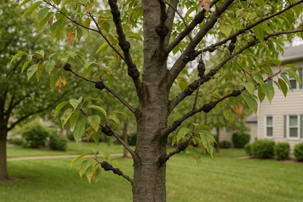 Black Cherry affected by Black knot