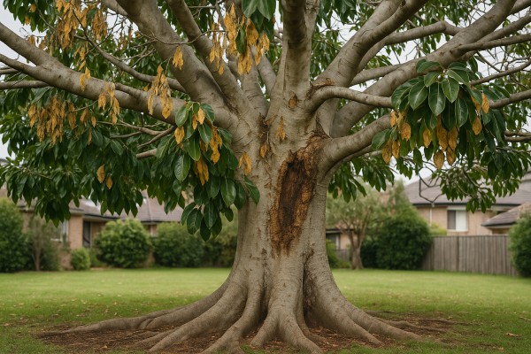Moreton Bay Fig affected by Botryosphaeria canker and dieback