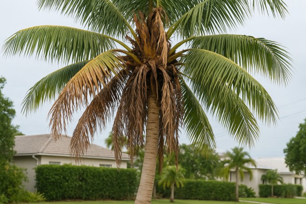 Coconut Palm affected by Bud rot