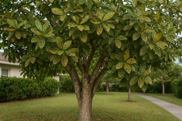 Cocoplum affected by Cercospora leaf spot