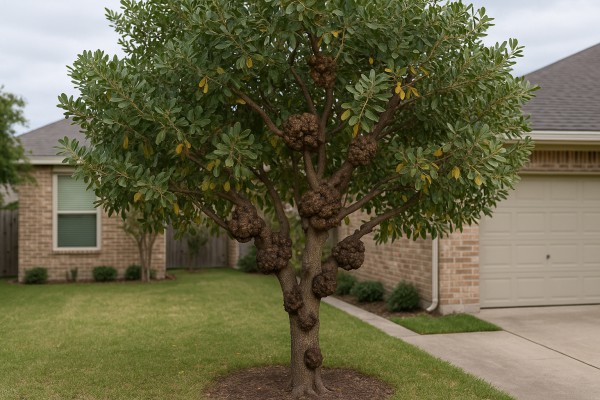 Texas Mountain Laurel affected by Crown gall