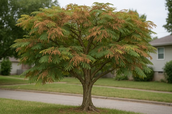 Silk Tree affected by Damping-off