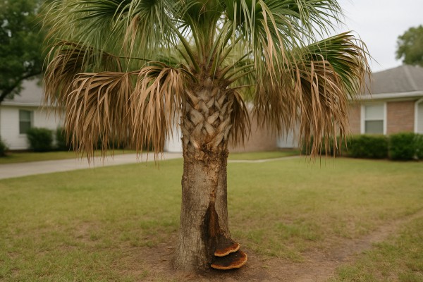 Cabbage Palm affected by Ganoderma butt rot