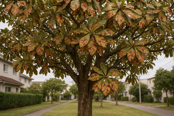 Indian Almond affected by Leaf blight