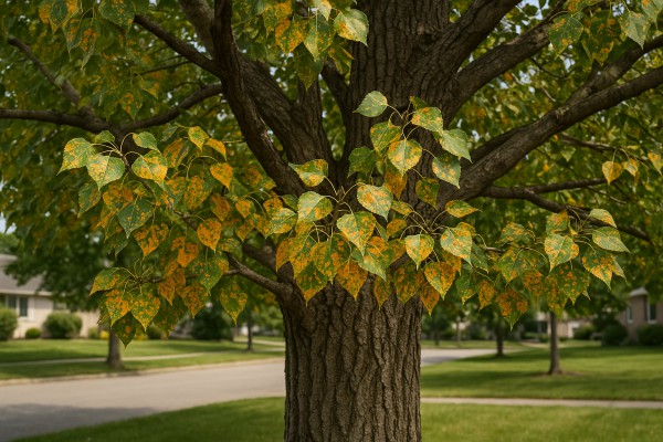 Eastern Cottonwood affected by Leaf rust