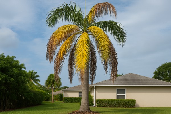 Royal Palm affected by Lethal yellowing