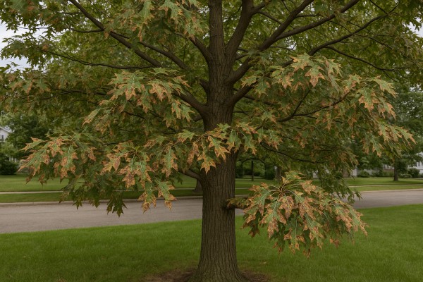 Pin Oak affected by Oak anthracnose