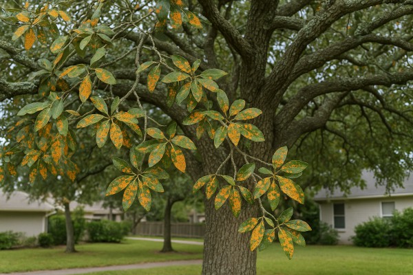 Sand Live Oak affected by Oak Rust