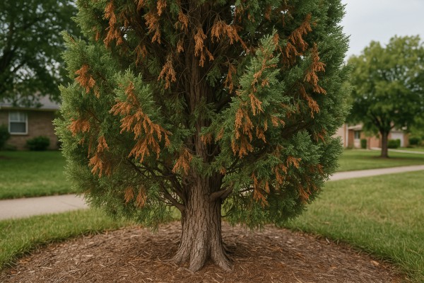 Rocky Mountain Juniper affected by Phomopsis tip blight