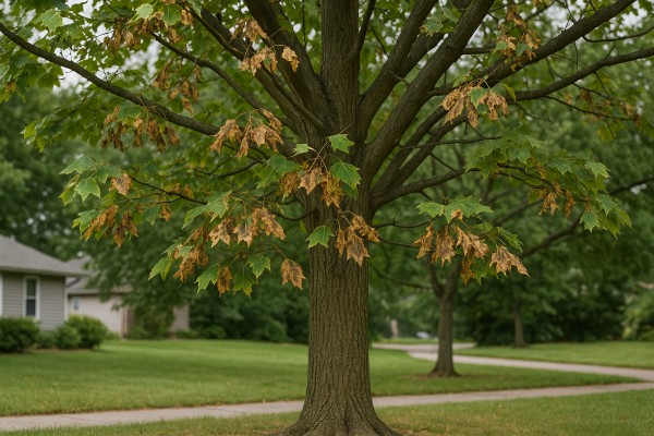 Tulip Poplar affected by Verticillium wilt