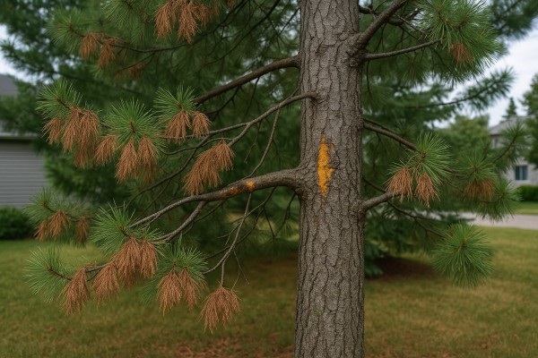 Eastern White Pine affected by White pine blister rust