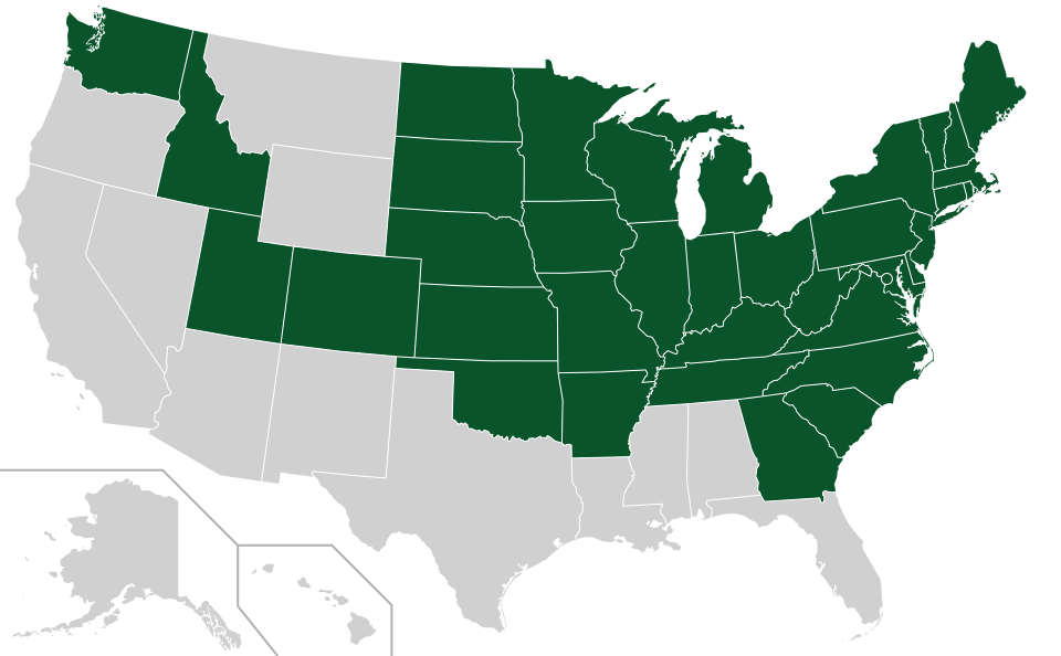 Coverage map for American Basswood in the US