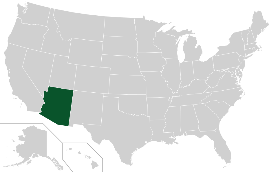 Coverage map for Arizona White Oak in the US