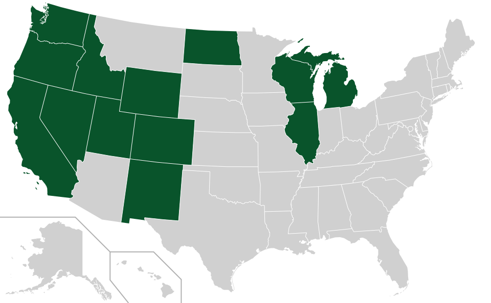 Coverage map for Austrian Pine in the US