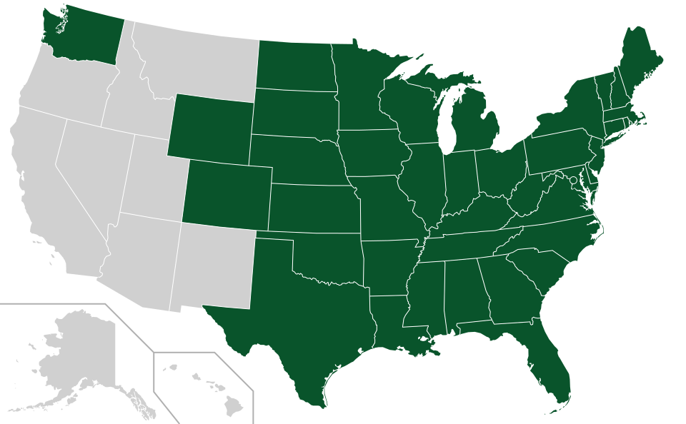 Coverage map for Black Cherry in the US