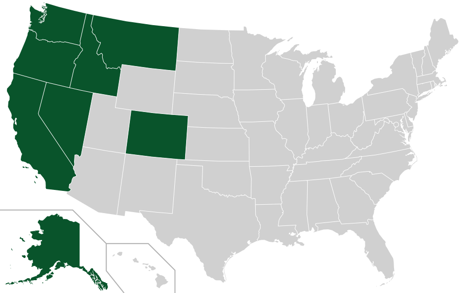 Coverage map for Black Cottonwood in the US