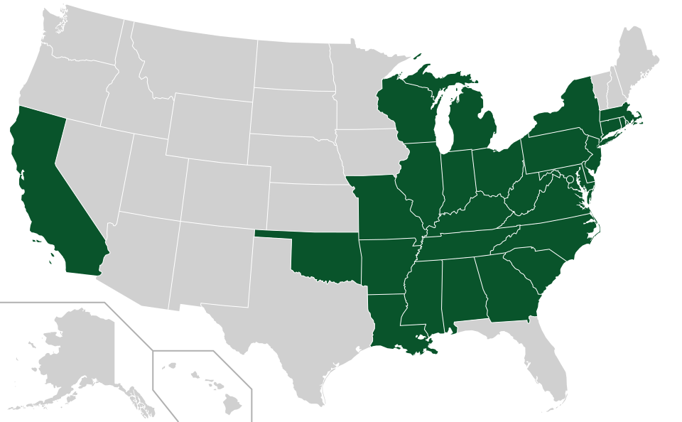 Coverage map for Black Oak in the US