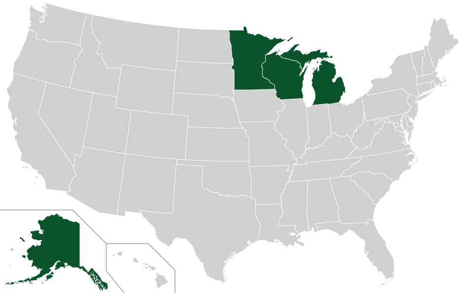 Coverage map for Black Spruce in the US