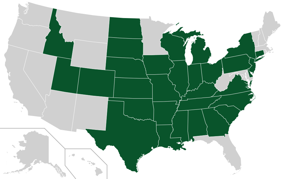 Coverage map for Black Willow in the US