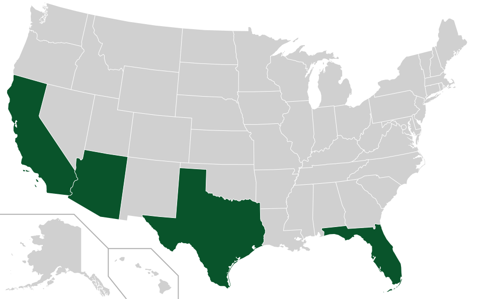Coverage map for Brazilian Pepper in the US