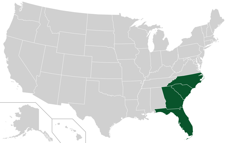 Coverage map for Carolina Ash in the US