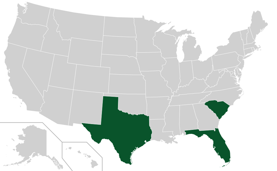 Coverage map for Carolina Laurelcherry in the US