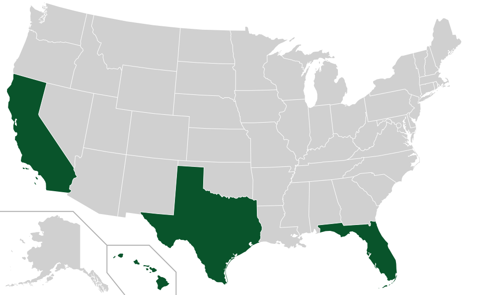 Coverage map for Chinaberry in the US