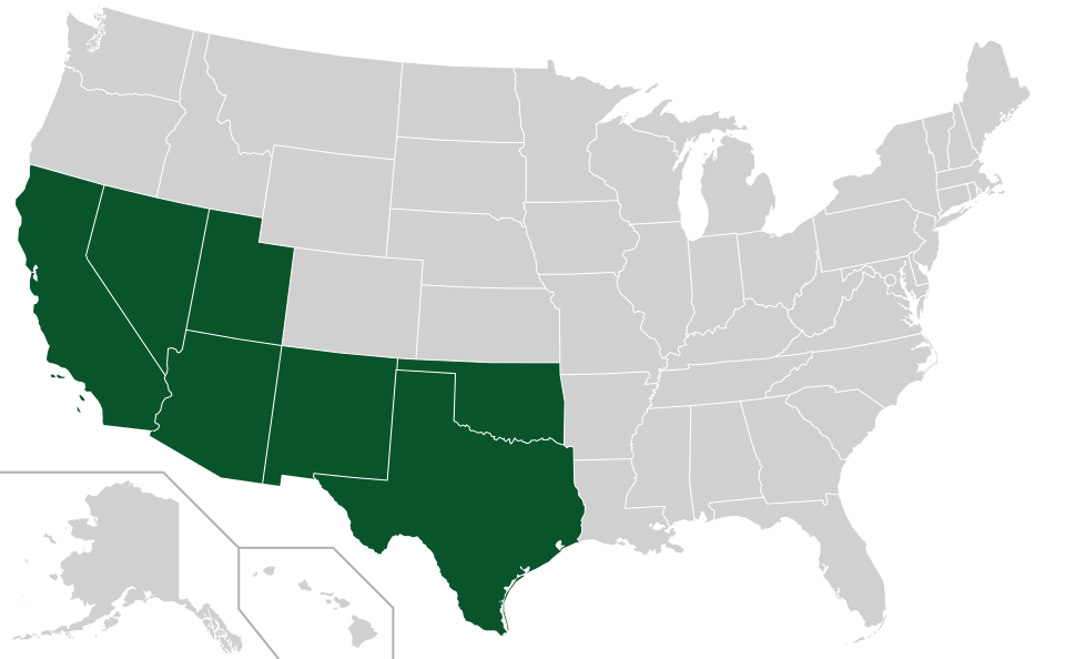 Coverage map for Chinese Pistache in the US