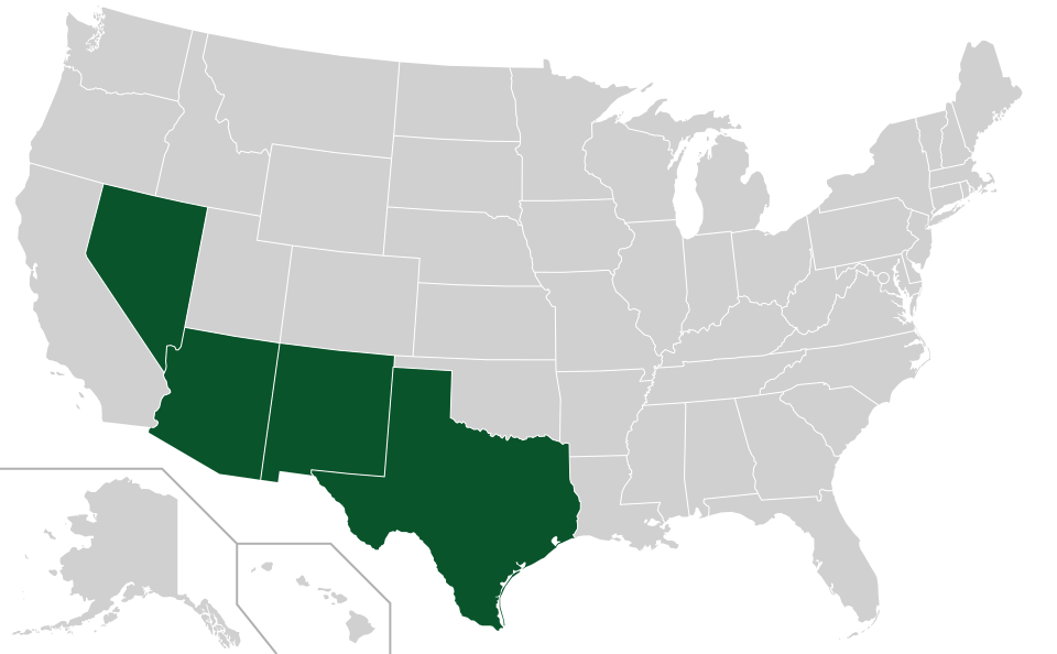 Coverage map for Desert Hackberry in the US