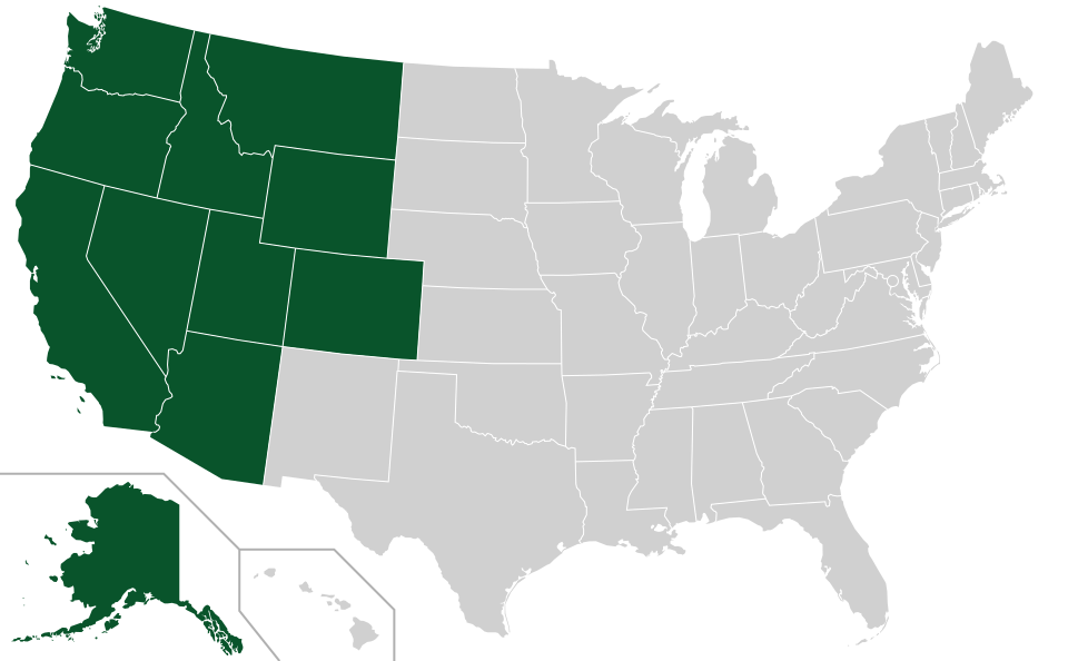 Coverage map for Douglas-fir in the US