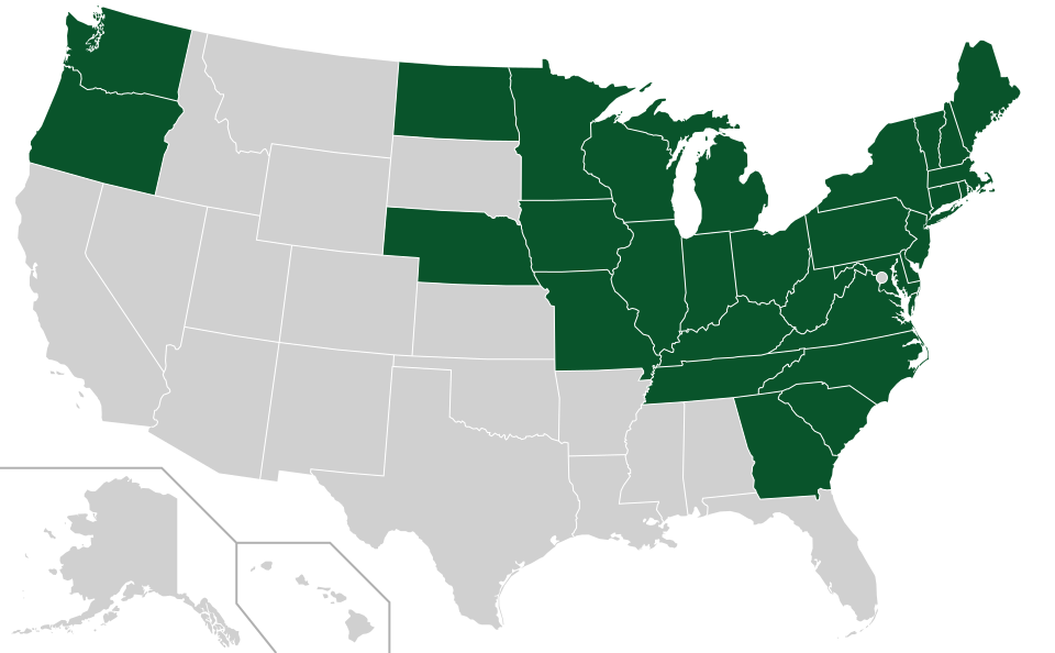 Coverage map for Eastern White Pine in the US