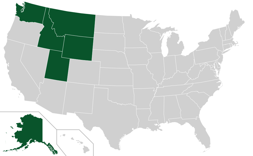 Coverage map for Engelmann Spruce in the US