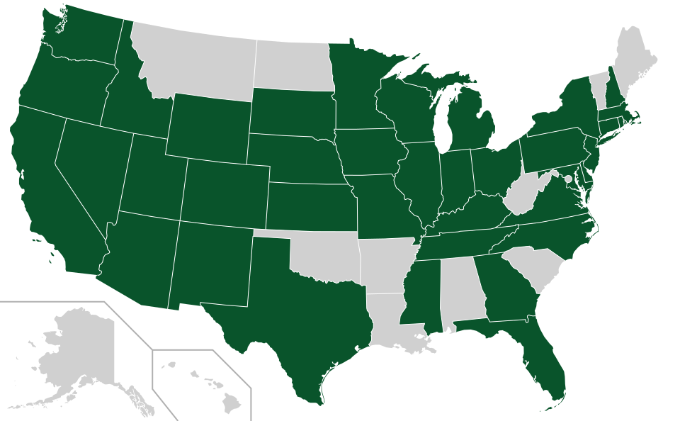 Coverage map for Ginkgo in the US