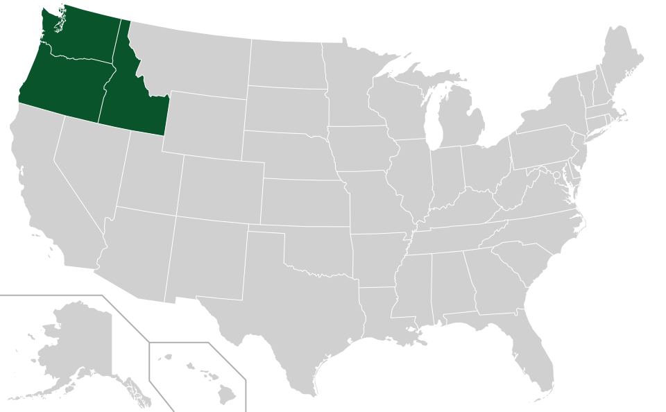 Coverage map for Grand Fir in the US