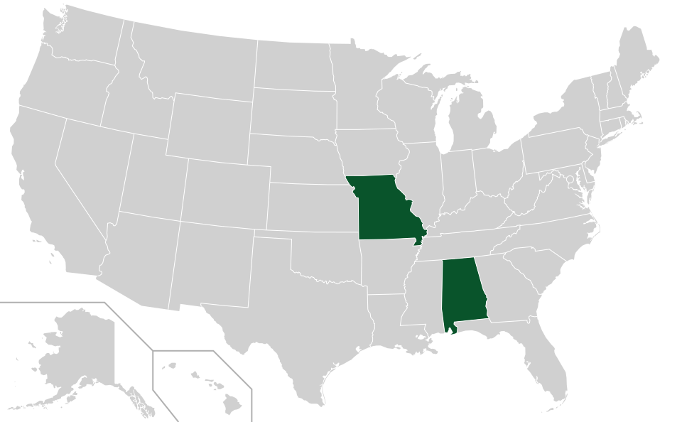Coverage map for Green Hawthorn in the US