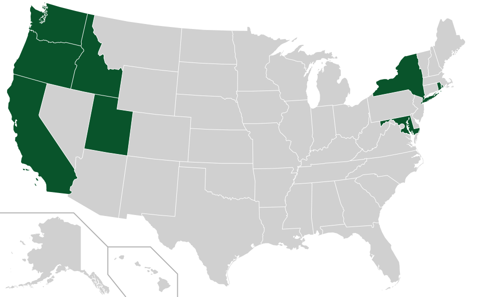 Coverage map for Japanese Flowering Cherry in the US