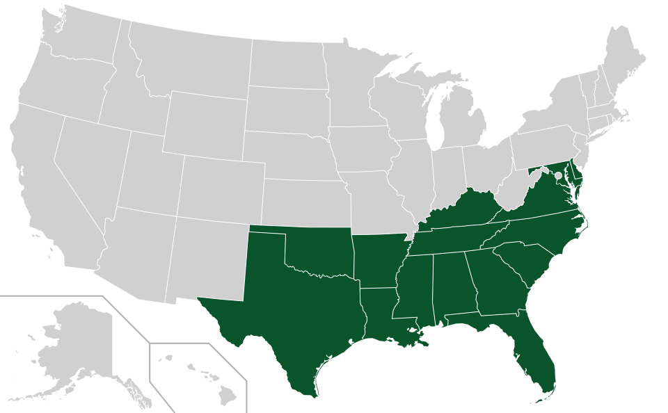 Coverage map for Loblolly Pine in the US