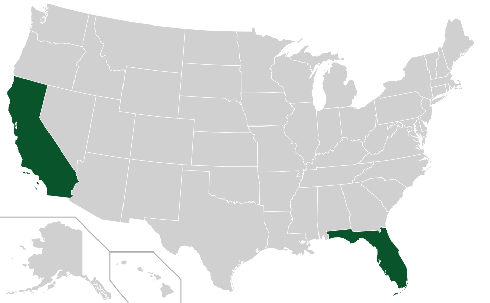 Coverage map for Loquat in the US