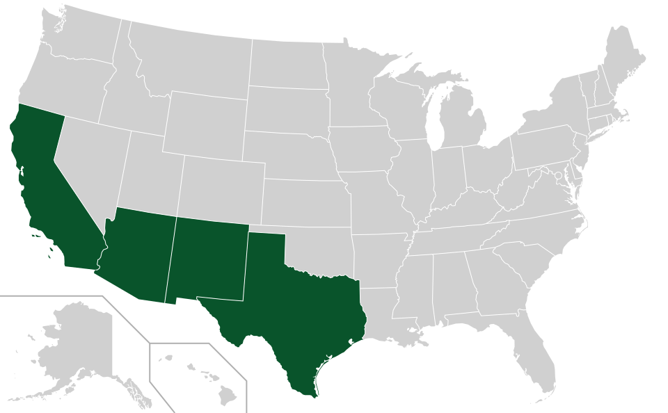 Coverage map for Mexican Palo Verde in the US
