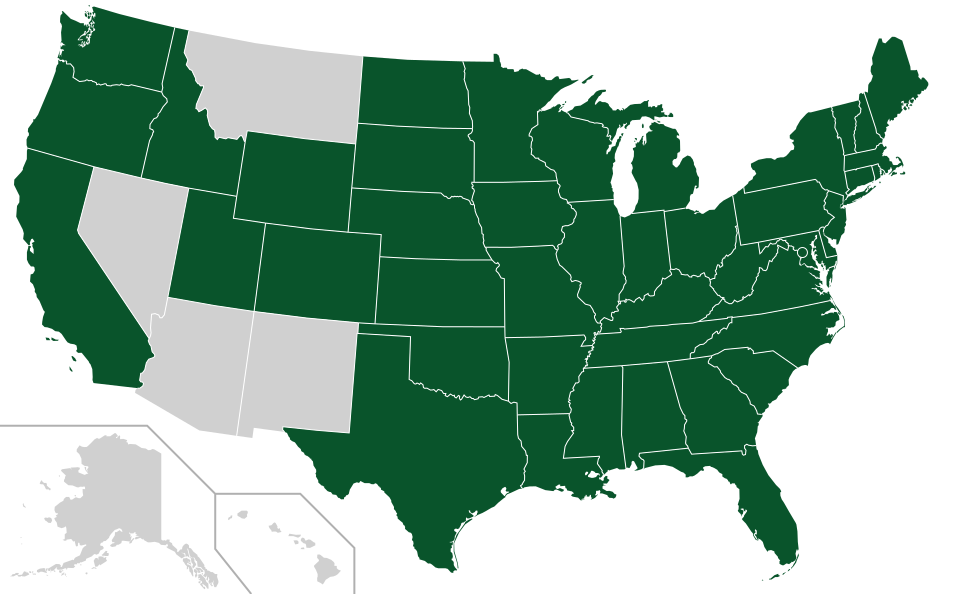 Coverage map for Northern Red Oak in the US